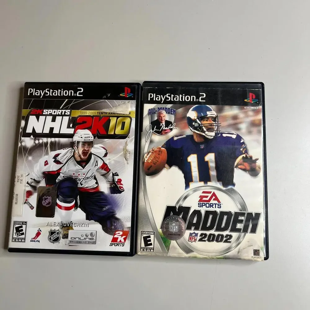 Lot of 2 Sony PlayStation 2 Games - NHL 2K10 (Ovechkin) + Madden NFL‎ 2002